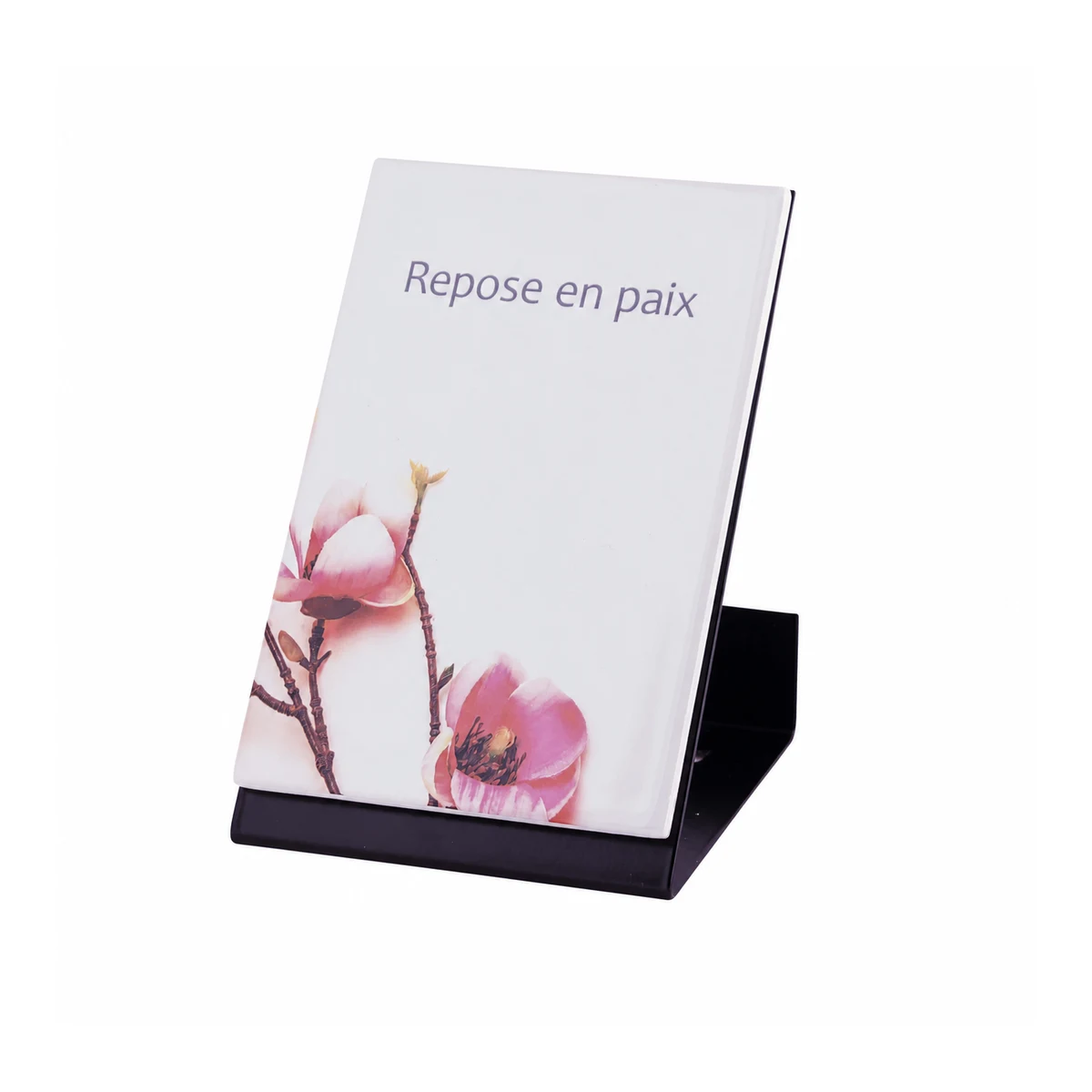 Plaque de texte en porcelaine florale avec inscription française