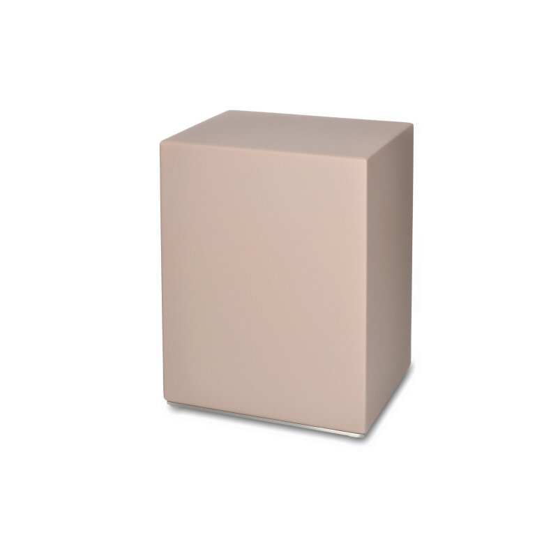 Urne cubique en acier inoxydable, finition taupe Soft Touch