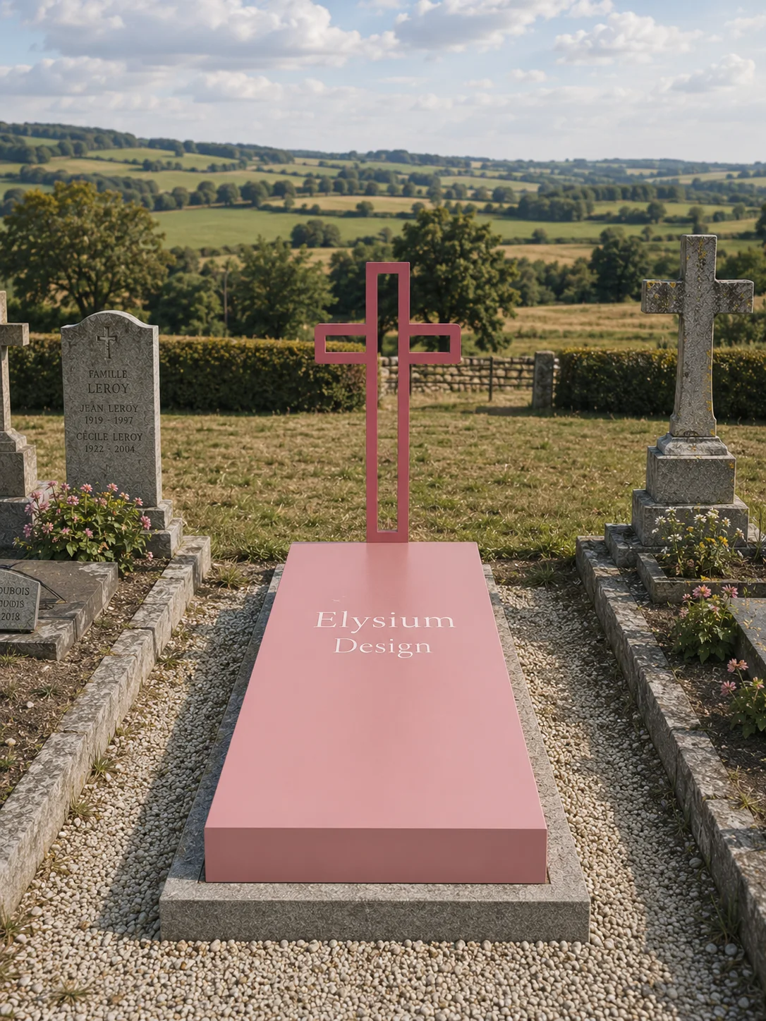 Monument funéraire contemporain en acier.