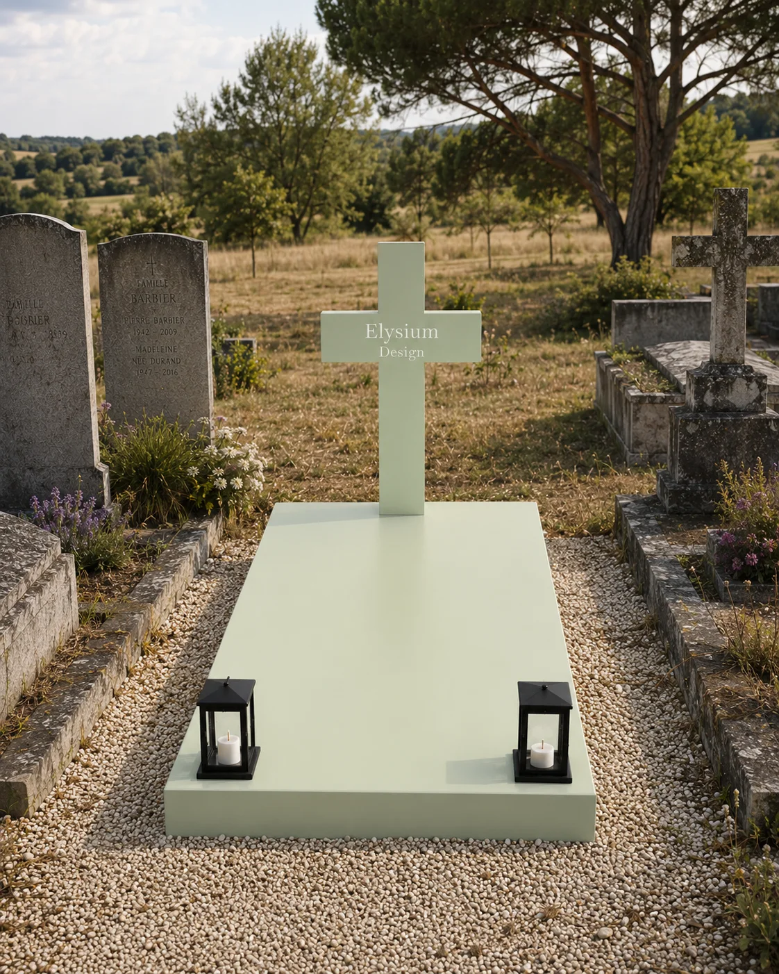 Monument funéraire contemporain en acier.