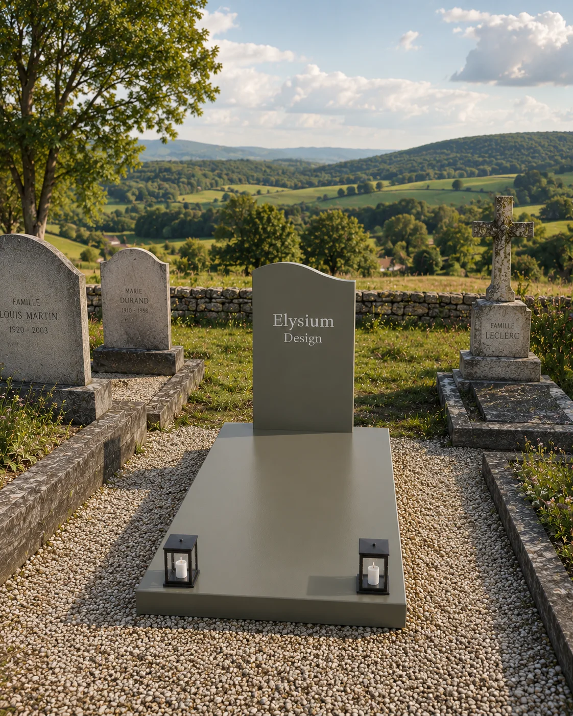 Monument funéraire contemporain en acier.