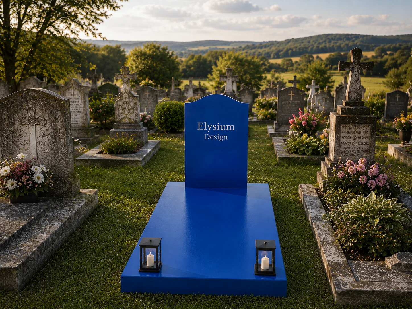 Monument funéraire contemporain en acier.