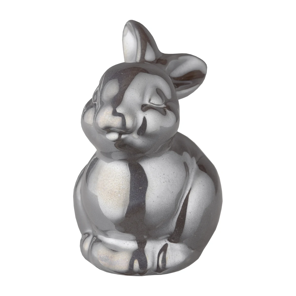 Urne en porcelaine grise et blanche sculptée en forme de lapin